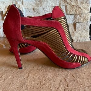 Beautiful Red & Gold Heels Women Shoes